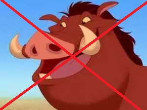 Pumbaa with a red cross over